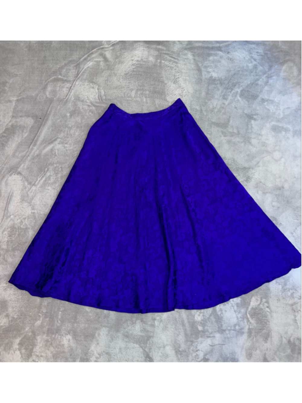 VTG 100% Silk Deep Purple Floral Skirt sz 10